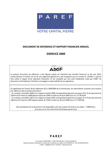 Miniature Paref SA Document d'enregistrement universel 2009