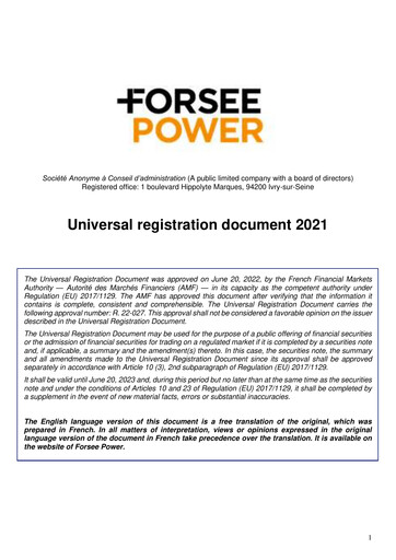 Thumbnail Forsee Power Universal Registration Document 2021