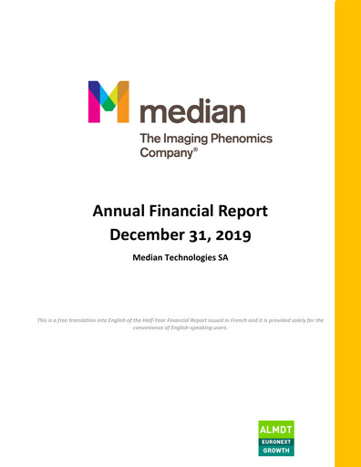 Thumbnail Median Technologies SA Annual Report 2019