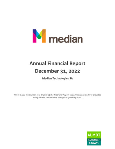 Thumbnail Median Technologies SA Annual Report 2022