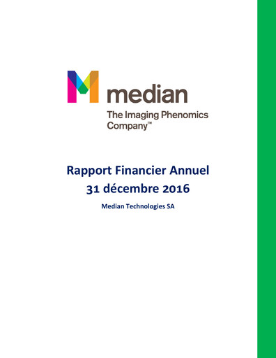 Thumbnail Median Technologies SA Annual Report 2016