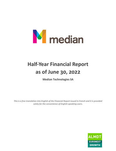 Thumbnail Median Technologies SA Half-year Report 2022-h1