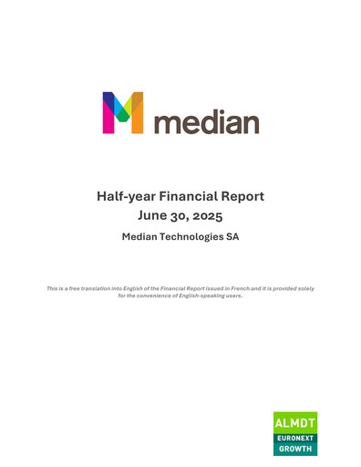 Thumbnail Median Technologies SA Half-year Report 2025-h1