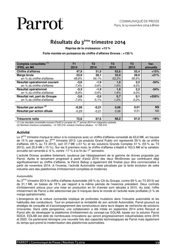 Thumbnail Parrot S.A. Quarterly Report 2014-q3
