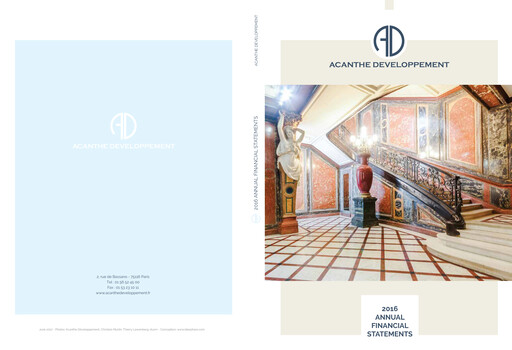 Thumbnail Acanthe Développement Annual Report 2016