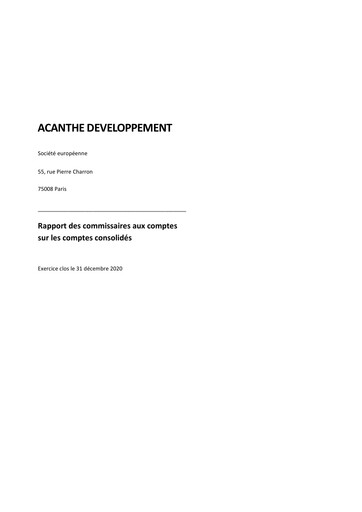 Thumbnail Acanthe Développement Financial Statement 2020