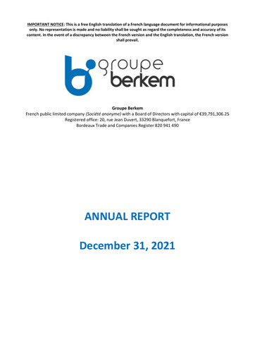 Thumbnail Groupe Berkem Annual Report 2021