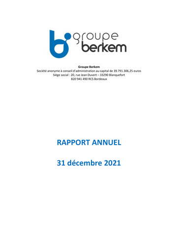 Miniature Groupe Berkem Rapport annuel 2021