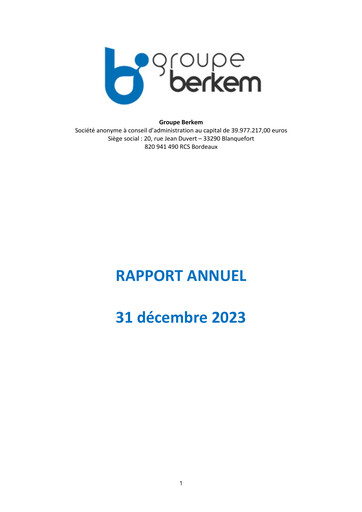 Miniature Groupe Berkem Rapport annuel 2023
