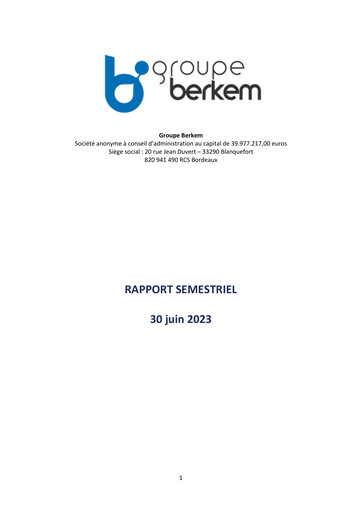 Miniature Groupe Berkem Rapport semestriel 2023-h1
