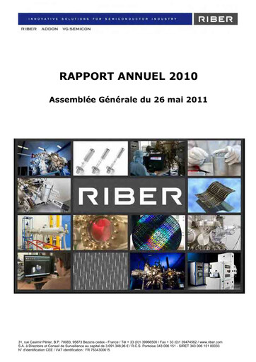 Thumbnail Riber S.A. Annual Report 2010