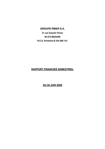 Thumbnail Riber S.A. Half-year Report 2008-h1