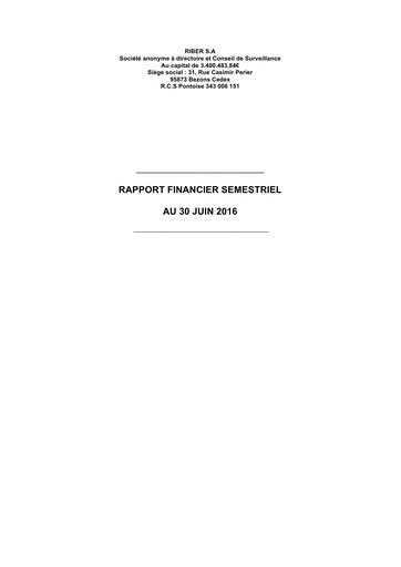 Thumbnail Riber S.A. Half-year Report 2016-h1