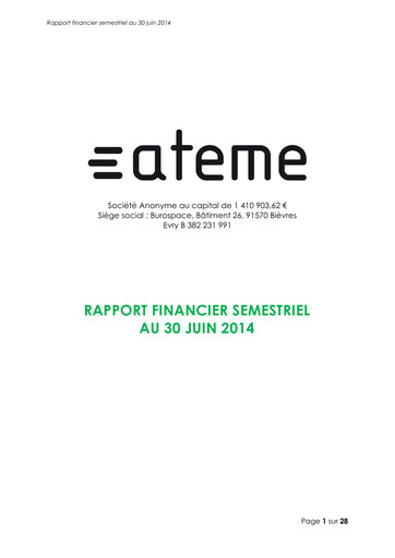 Thumbnail Ateme SA Half-year Report 2014-h1