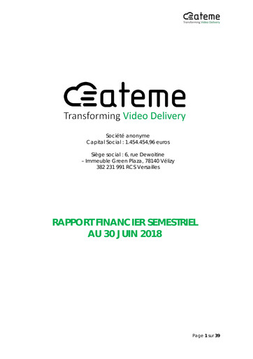 Thumbnail Ateme SA Half-year Report 2018-h1