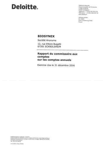 Thumbnail Biosynex Financial Report 2016