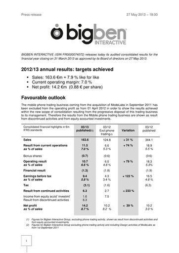 Thumbnail BigBen Interactive Financial Report 2012-2013