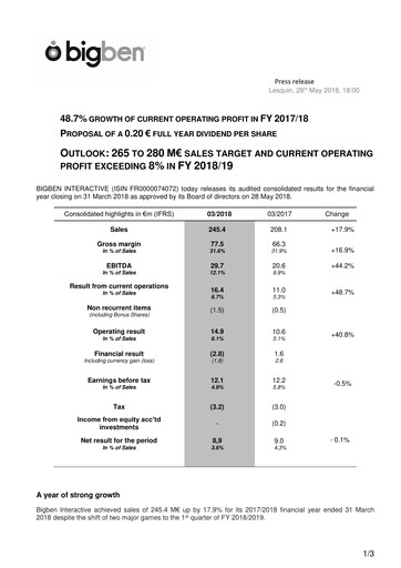 Thumbnail BigBen Interactive Financial Report 2017-2018
