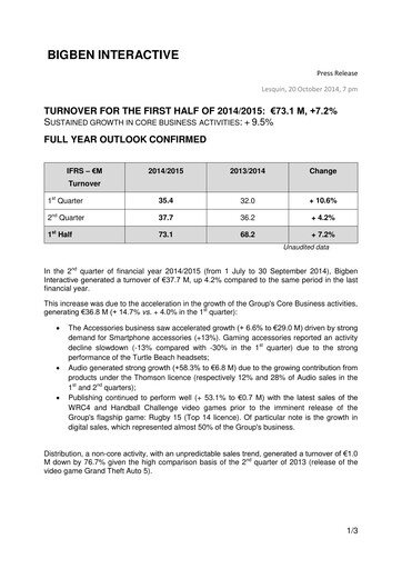Thumbnail BigBen Interactive Half-year Report 2014-h1
