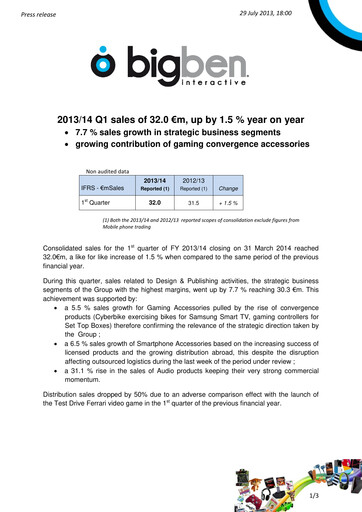 Thumbnail BigBen Interactive Quarterly Report 2013-q1
