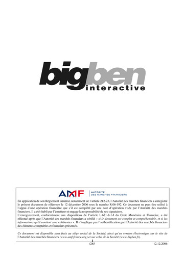 Thumbnail BigBen Interactive Universal Registration Document 2005-2006