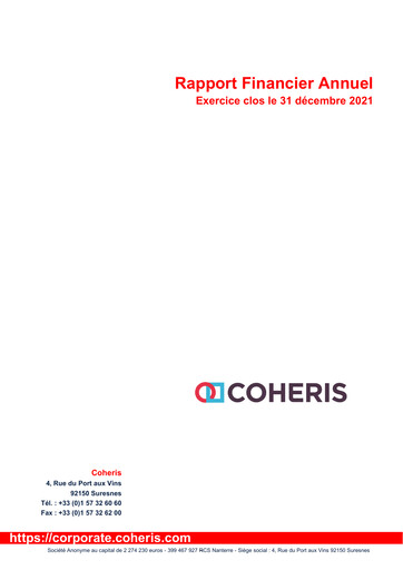 Thumbnail Coheris SA Financial Report 2021