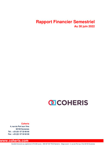 Thumbnail Coheris SA Half-year Report 2022-h1