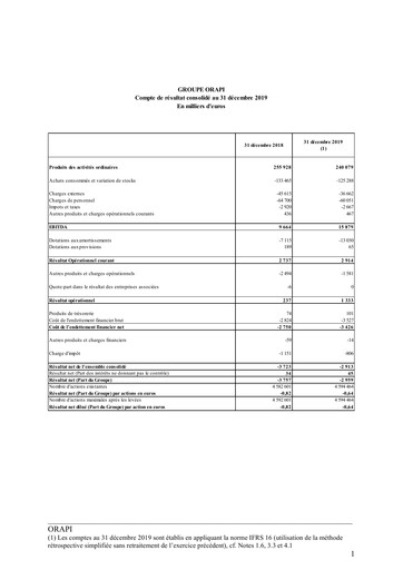 Thumbnail Orapi SA Financial Statement 2019