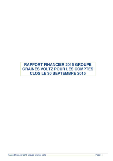 Thumbnail Graines Voltz Financial Report 2015