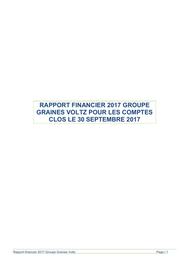 Thumbnail Graines Voltz Financial Report 2017