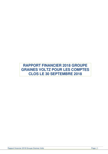 Thumbnail Graines Voltz Financial Report 2018