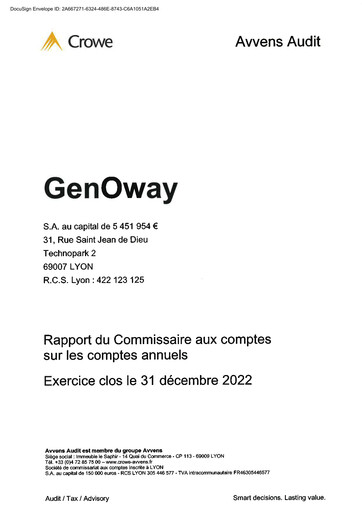 Miniature genOway Rapport financier 2022
