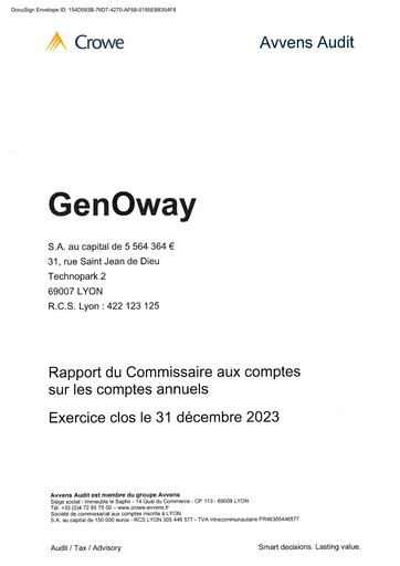 Miniature genOway Rapport financier 2023