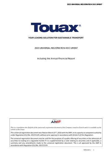 Thumbnail Touax SCA Universal Registration Document 2023