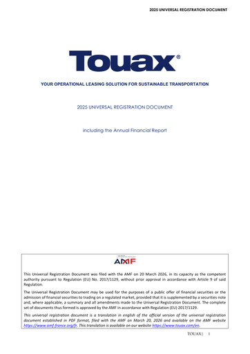 Thumbnail Touax SCA Universal Registration Document 2025