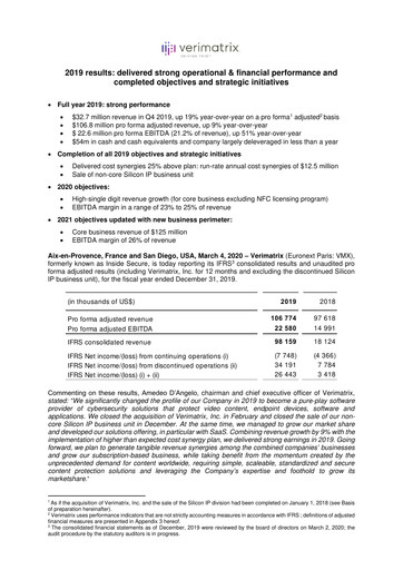Thumbnail Verimatrix Financial Report 2019