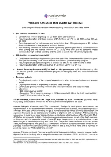 Thumbnail Verimatrix Quarterly Report 2021-q3