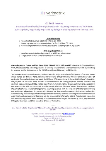 Thumbnail Verimatrix Quarterly Report 2025-q1