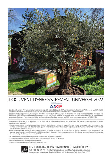 Thumbnail Artmarket.com Universal Registration Document 2022