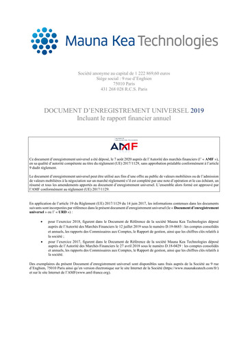 Thumbnail Mauna Kea Technologies Universal Registration Document 2019