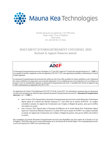 Thumbnail Mauna Kea Technologies Universal Registration Document 2020