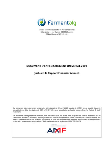 Thumbnail Fermentalg Universal Registration Document 2019