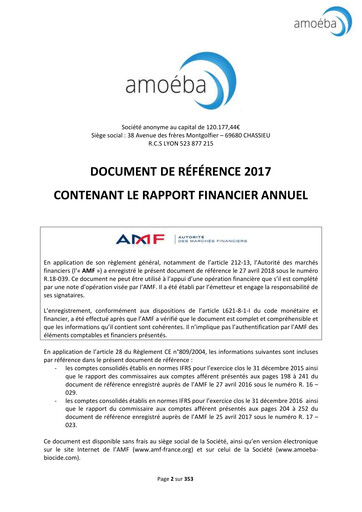 Thumbnail Amoéba S.A. Universal Registration Document 2017