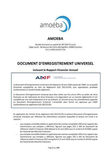 Thumbnail Amoéba S.A. Universal Registration Document 2019