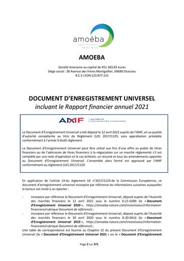 Thumbnail Amoéba S.A. Universal Registration Document 2021