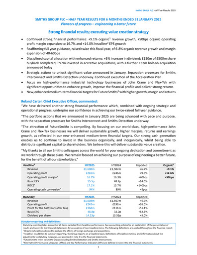 Thumbnail Smiths Group Half-year Report 2025-h1