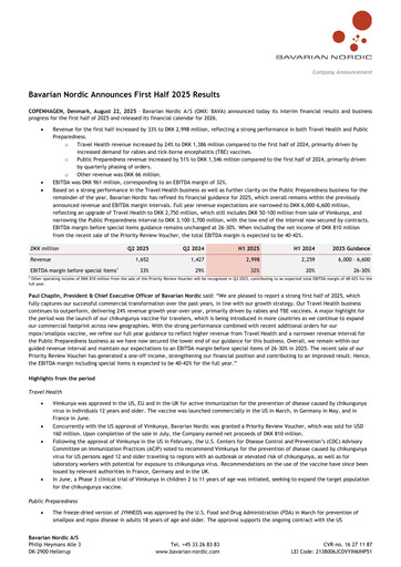 Thumbnail Bavarian Nordic Half-year Report 2025-h1