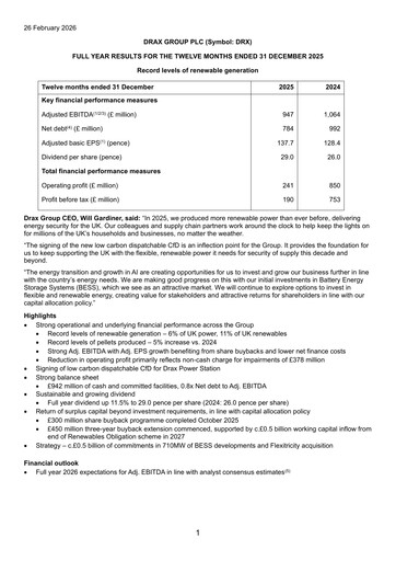 Thumbnail Drax Group Financial Report 2025