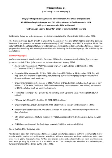 Thumbnail Bridgepoint Group plc Financial Report 2025