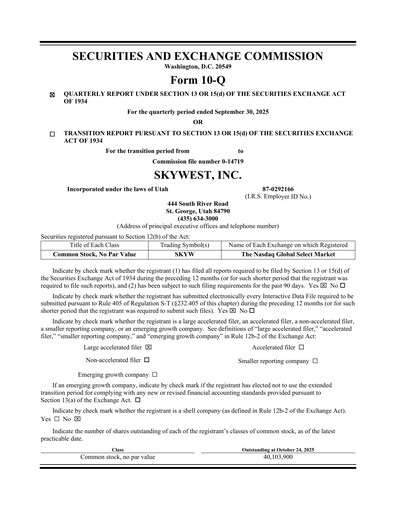 Thumbnail SkyWest Quarterly Report 2025-q3
